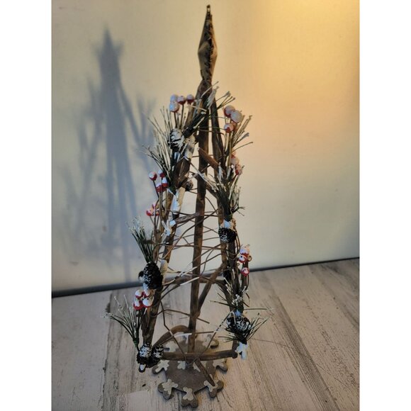 Metal frosted mistletoe frame table top tree Xmas home decor snow unique - Picture 6 of 6